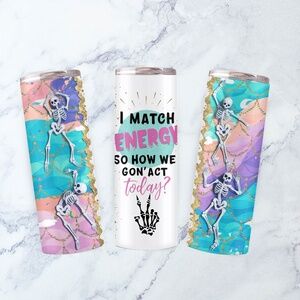 20oz I Match Energy Womens Skeleton Stainless Steel Tumbler